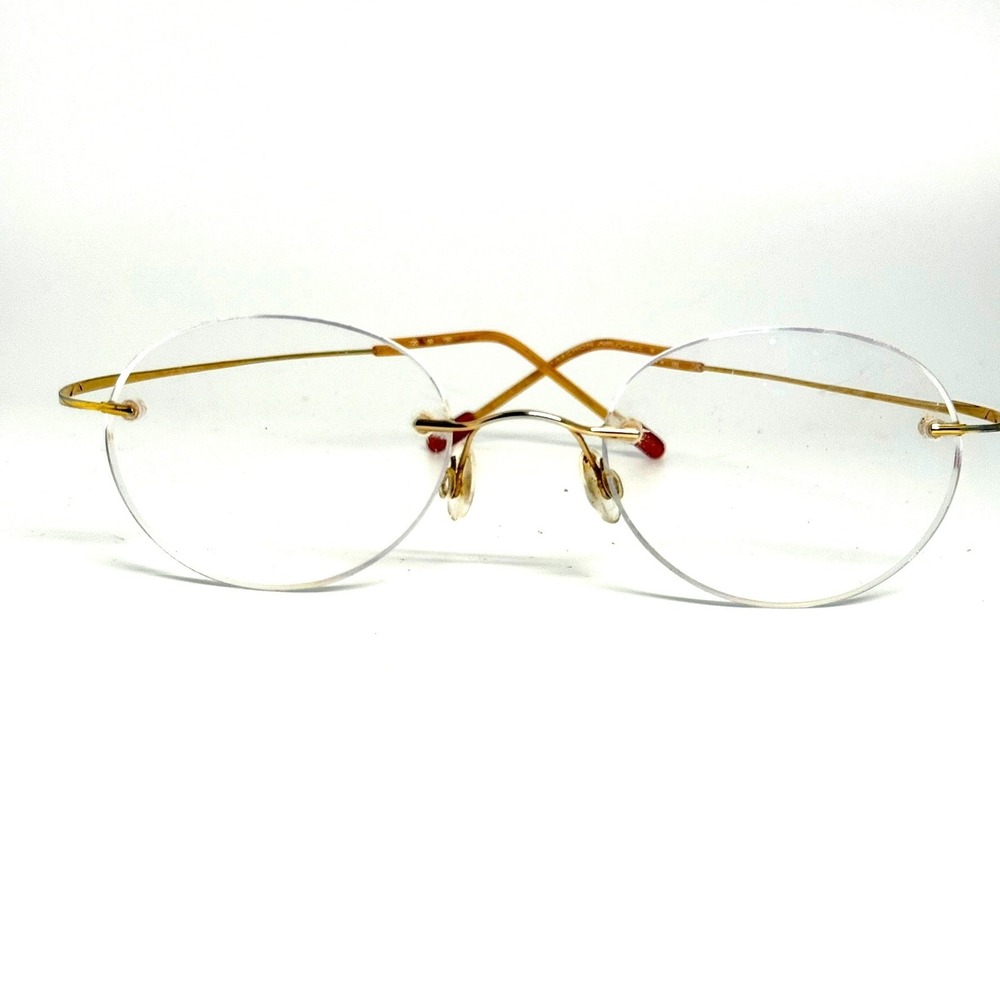 Marchon Airlock 2 Gold Rimless Round Eyeglasses 720 50-20-150 Minimalist Frames